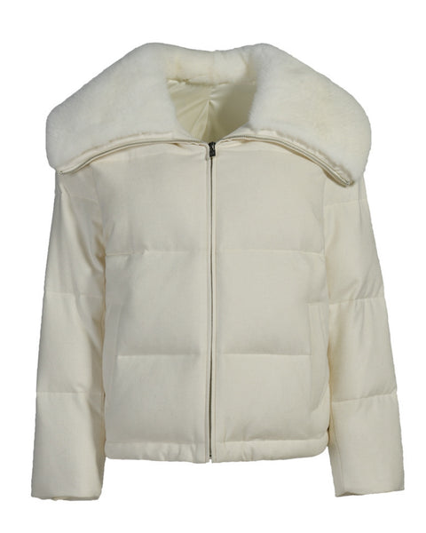 Wool Puffer with Mink Fur