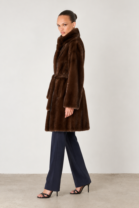 Genuine Mink Midi Coat