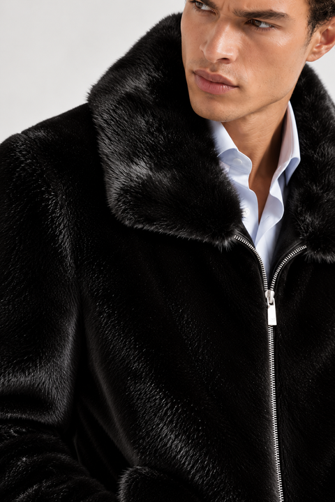 Men Genuine Full Mink Jacket