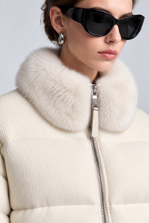 Down Wool Jacket with Mink