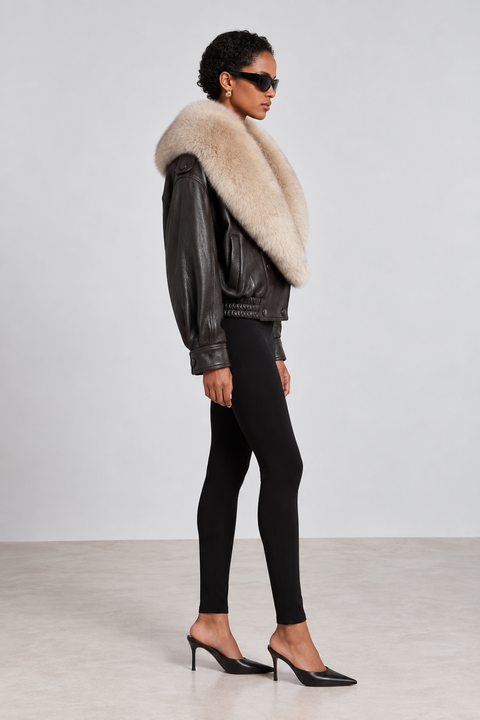 Leather Jacket with Fur