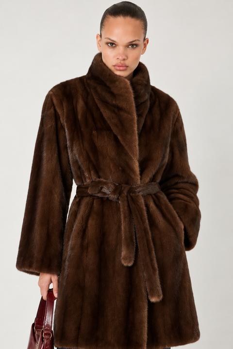 Genuine Mink Midi Coat
