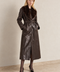Leather Trench Faux Fur Collar