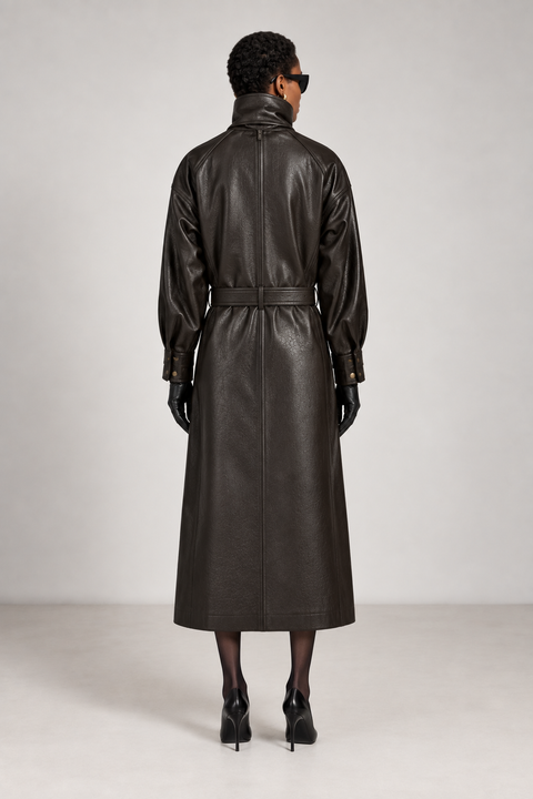 Long Genuine Leather Trench