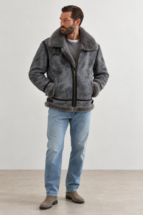 Men Genuine Shearling Jacket