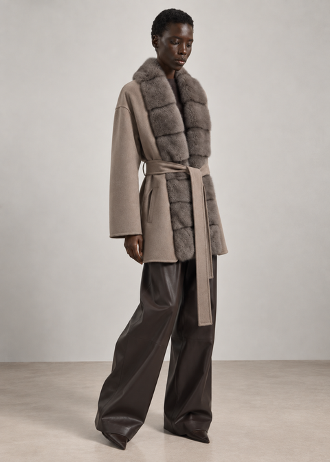 Cappotto di lana con visone
