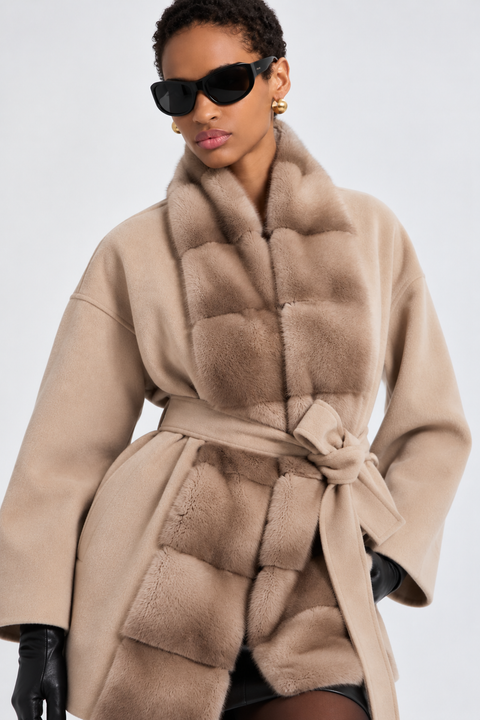 Cappotto in cashmere con visone