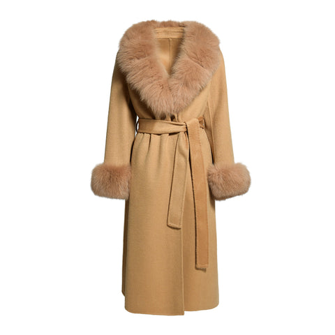 Cappotto in cashmere con pelliccia